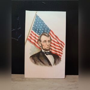 Abraham Lincoln & American Flag LeRICHEUX'S Drug Store *Very Unique~Read Details